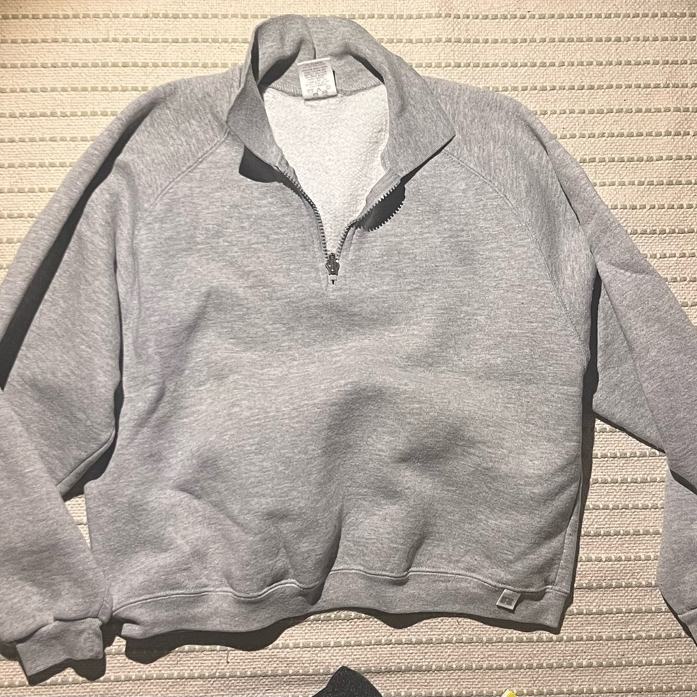 Russell Athletic Grey Quarter-Zip Sweater